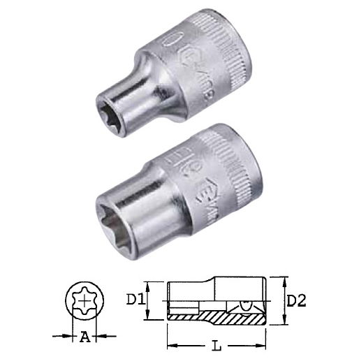 Genius Tools 353514 3/8"-os E-típusú (belső torx) dugókulcs fej, E-14 termék fő termékképe