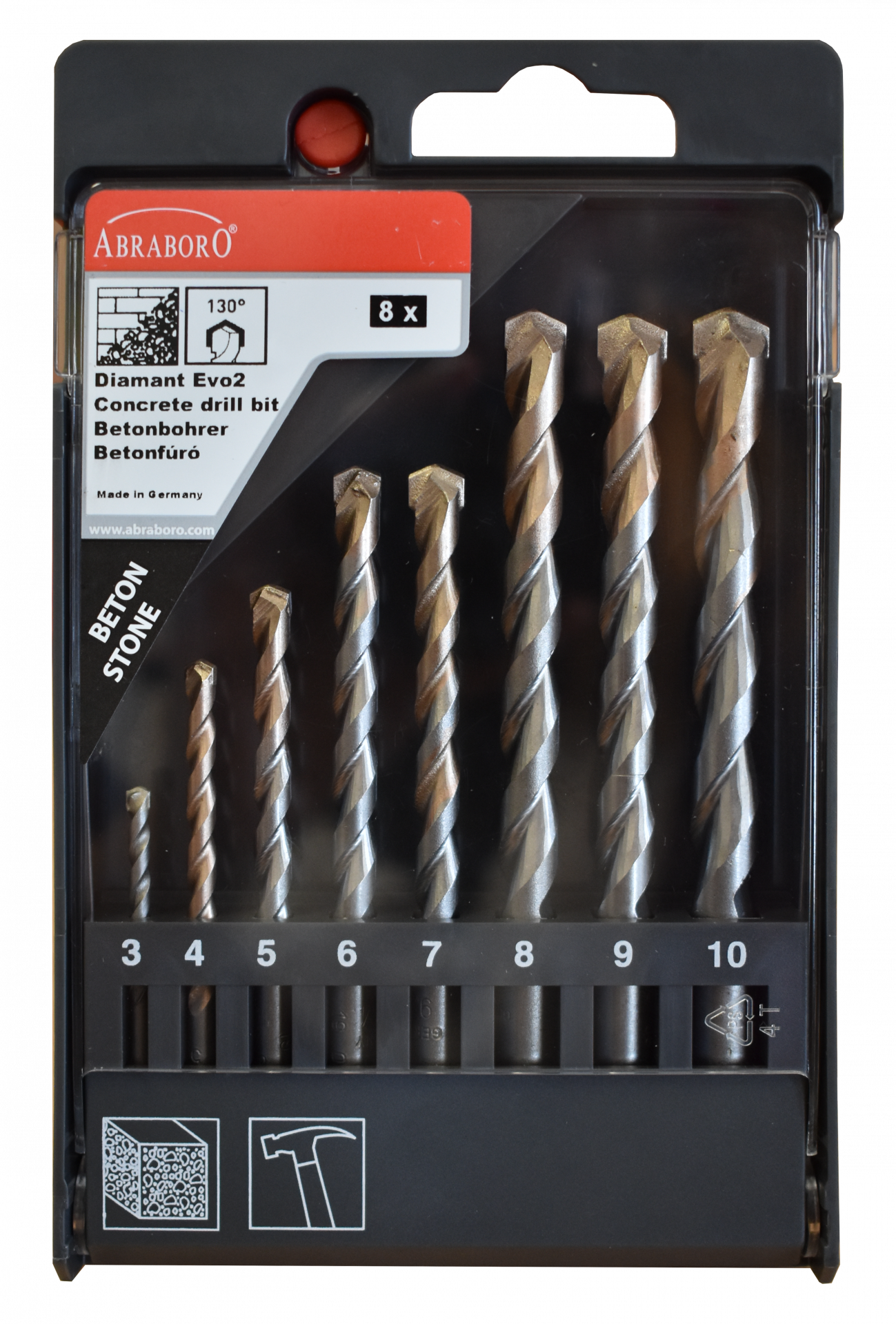 Abraboro Diamant EVO 2 betonfúró készlet, 8 részes, műanyag dobozban termék fő termékképe